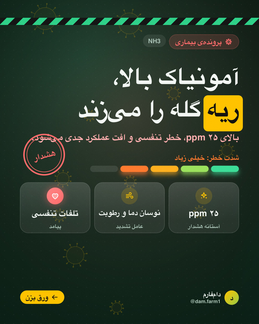 آمونیاکِ پاییزی؛ خطر پنهان سالن — اسلاید ۱